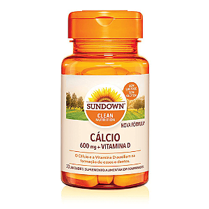 Suplemento de Cálcio 600mg + Vitamina D Sundown -Ossos Fortes - 30 Comprimidos