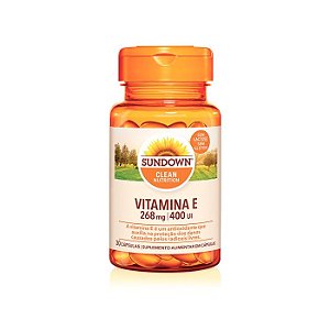 Vitamina E 400UI Sundown - Saúde da Pele e Antioxidante  - 30 Cápsulas