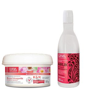 Creme Rosa Mosqueta 300g + Oleo Aruk 300ml - D Agua Natural