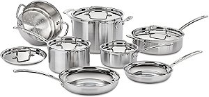 Jogo De Panelas Aço Inoxidável Multiclad Pro 12 Peças Cuisinart - MCP-12N