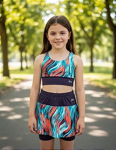 Conjunto Esportivo infantil Shorts-Saia + Top Crossf JRabbit