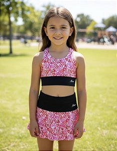 Conjunto Esportivo infantil Shorts-Saia + Top Heart JRabbit