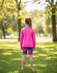 Camiseta infantil Proteção UV50+ Manga Longa Rosa