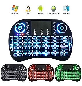 Mini Teclado Controle S/fio Touch Led Pc/note/gamer/tv smart