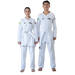 Dobok Taekwondo | FlexPro Gola Branca Homologado CBTKD - Sulsport