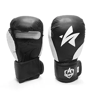 Luva Muay Thai SULSPORT 10oz Preta/Branca - Profissional com Ajuste Anatômico