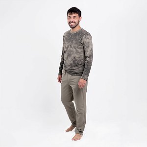 Pijama Masculino Longo Moletinho com Elastano Verde Matizado