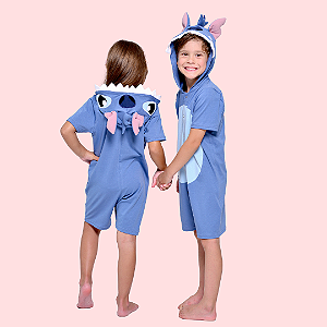 Pijama Fantasia Stitch Verão em Algodão Infantil e Adulto