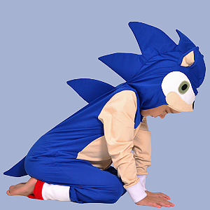 Pijama Fantasia Sonic Adulto e Infantil Azul
