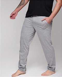 Calça de Pijama Avulso em Algodão Cinza Mescla com Bolso