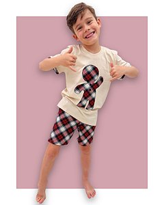 Pijama Infantil em Algodão Natal Xadrez Modelo Família