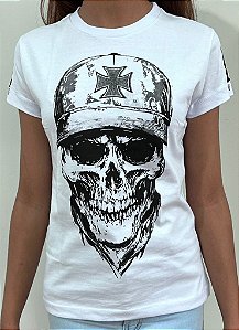 Baby look Caveira Tradicional Branca