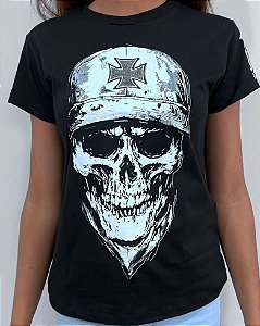 Baby look Caveira Tradicional Preta