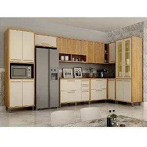 Cozinha Modulada de Canto Torino Ripada 9 Peças - Valdemóveis