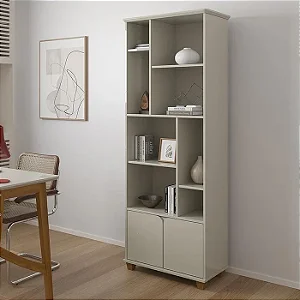 Livreiro Taurus Sala Escritório com 2 Portas e Nichos Off White