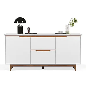 Balcão Buffet Flow 2 Portas 2 Gavetas Pés Madeira Maciça 163cm Ej Móveis