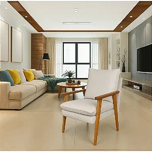 Poltrona Efata Madeira Maciça Tecido Linho