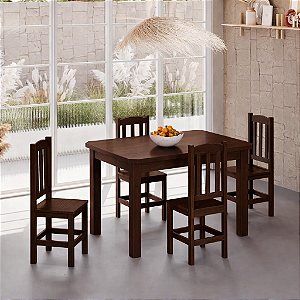 Conjunto Mesa Bonafe com 4 cadeiras cor imbuia