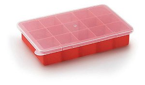 Forma 15 Cubos Molde Silicone Livre Bpa Com Tampa Empilhável