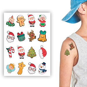 Tatuagem Temporária Infantil | Kit Festa 16 | Natal