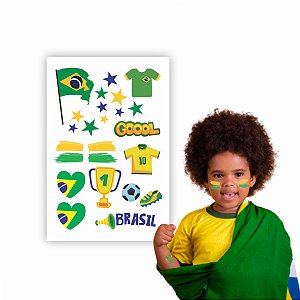 Tatuagem Temporária | Copa do Mundo | Brasil Torcida Verde Amarelo