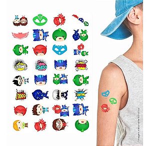 Tatuagem Temporária Infantil | Kit Festa 32 | Mascarados