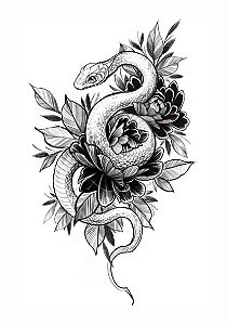 Tatuagem Temporária | TRIBAL | Cobra e Flores