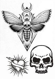 Tatuagem Temporária | TRIBAL | Mariposa Cranio