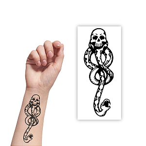 Tatuagem Temporária Marca Negra Cobra Cosplay Fantasia Bruxo