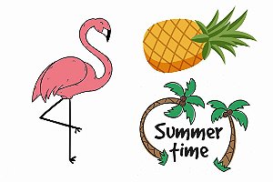Tatuagem Temporária | Criança | Flamingo, Abacaxi e Summer