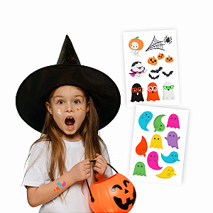 Tatuagem Temporária Infantil Banca Halloween | Fantasma Colorido