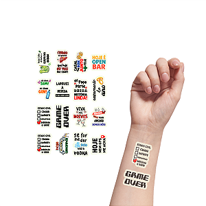 Tatuagem Temporária Casamento Brilho no Escuro | Kit Festa 16-032