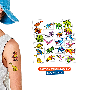 1000 Tatuagem Temporária Infantil Dinossauro Para Festa
