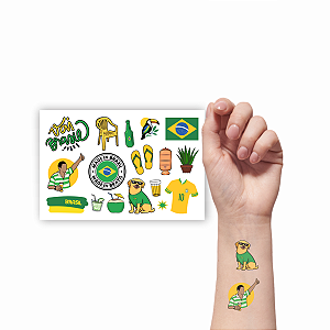 Tatuagem Temporária Torcida Copa do Mundo Futebol | Vai Brasil