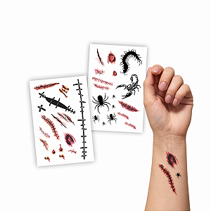 Tatuagem Temporária Machucado Cicatriz e Escorpião
