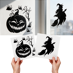 Adesivo Vinílico Transparente Bruxa Abóbora Pumpkin Aranha