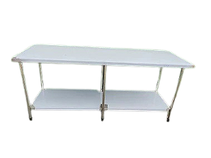 MESA DE INOX COM PLANO INFERIOR LISO 200x70x85