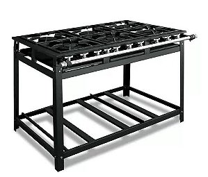 FOGÃO INDUSTRIAL 6 BOCAS PRETO 30x30 SEM FORNO BAIXA PRESSÃO