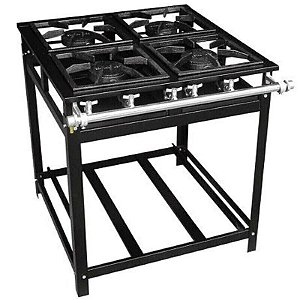 FOGÃO INDUSTRIAL 4 BOCAS PRETO 30X30 SEM FORNO BAIXA PRESSÃO