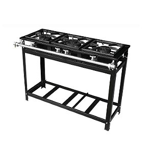 FOGÃO INDUSTRIAL 3 BOCAS PRETO 30X30 (SEM FORNO) BAIXA PRESSÃO
