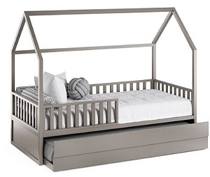 Cama Montessori 4 em 1 Cinza Gianduia COM cama auxiliar Puppi