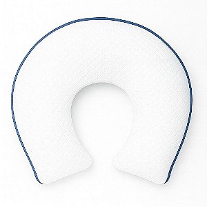 Almofada de Amamentação malha matelassada branca c/ rolote azul marinho