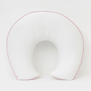 Almofada de Amamentação malha matelassada branca c/ rolote rosê