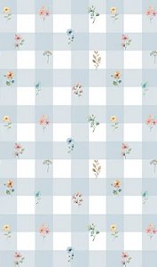 Papel de parede quadriculado azul floral