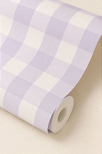 Papel de parede quadriculado Vichy lilás