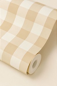 Papel de parede quadriculado Vichy bege