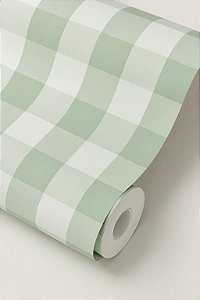 Papel de parede quadriculado Vichy verde malva