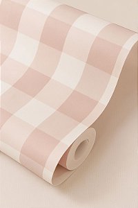Papel de parede quadriculado Vichy rosê