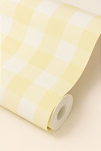 Papel de parede quadriculado Vichy amarelo