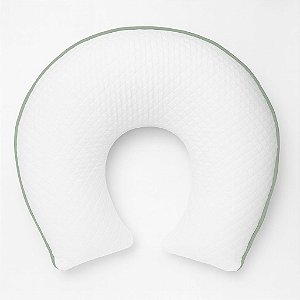 Almofada de Amamentação malha matelassada branca c/ rolote verde malva